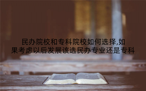 民办院校和专科院校如何选择,如果考虑以后发展该选民办专业还是专科